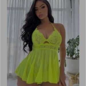 Neon Lace Babydoll Lingerie